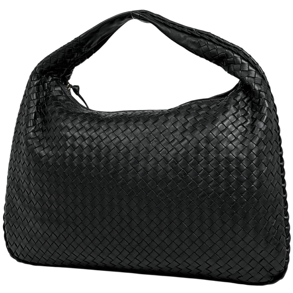 Bottega Veneta Intrecciato Shoulder Bag Hobo Leather Black